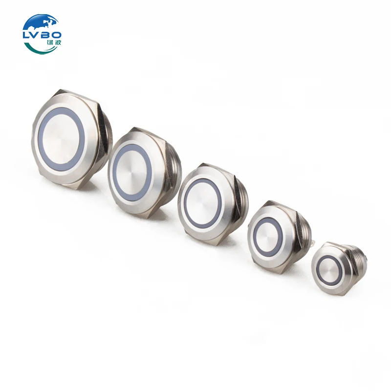 LVBO 22 мм ультра короткая металлическая кнопка сенсорный выключатель из нержавеющей стали со светом ультратонкая микро мгновенная