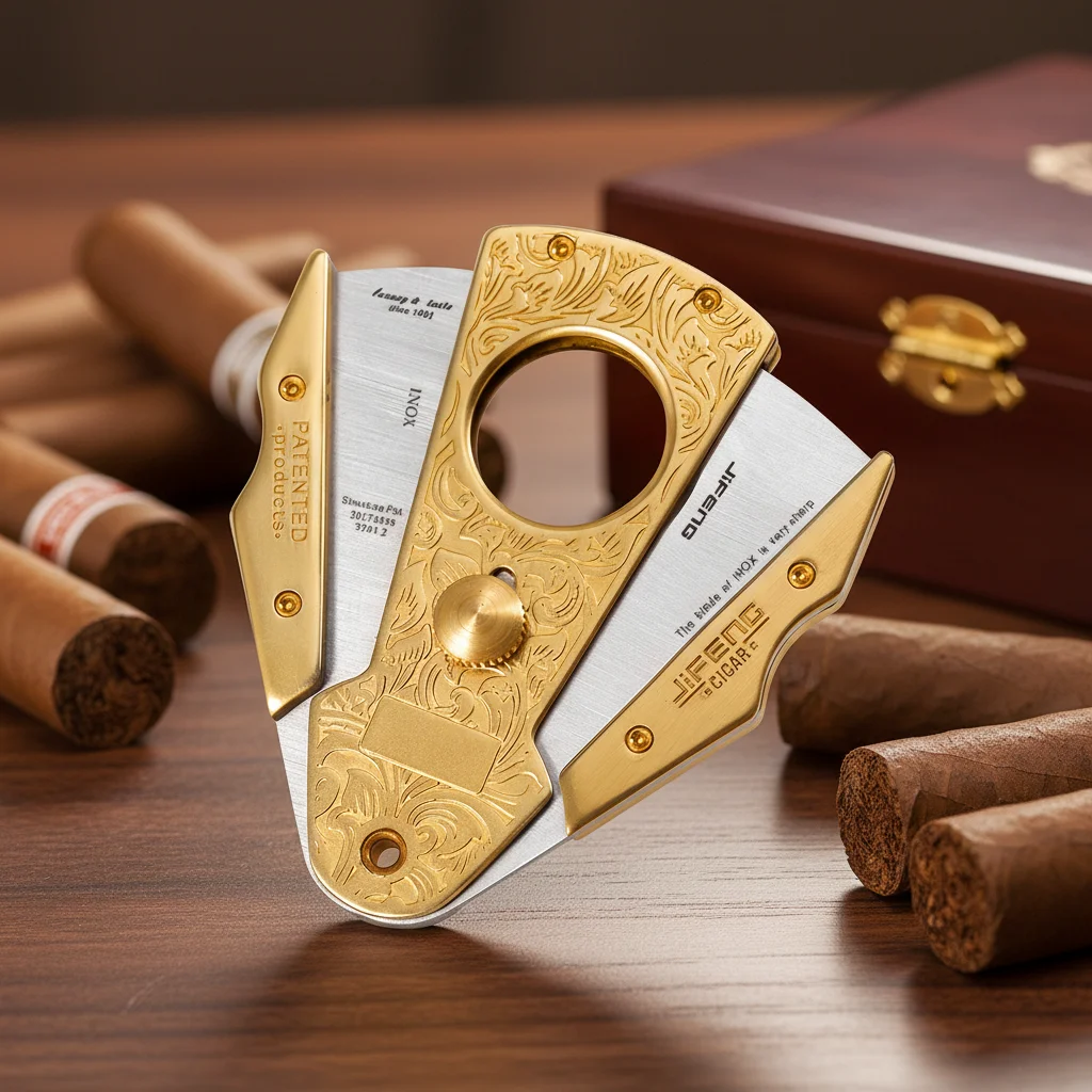 JIFENG JF-TZ225 Cigar Set - Luxury Gold Metal Accessories