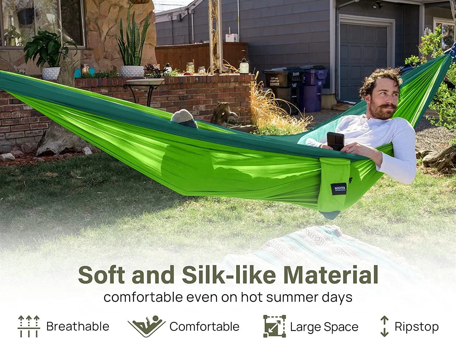 Outdoor Camping Hammock Lightweight Nylon Hammock 210t70d Parachute