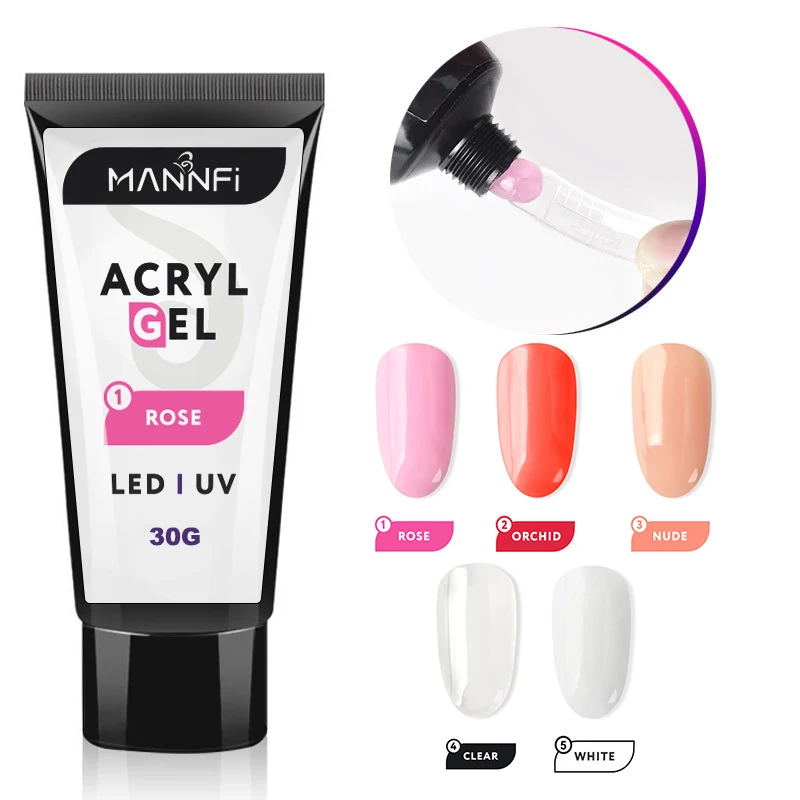 MANNFI Nail Product  Non Form 15ml Cosmetics UV Acrylic Poly Gel Nail Kit 6 Colors Extend Gel For Nail Salon