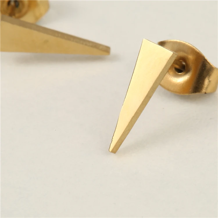 Trendy Inverted Triangle Fine Stud Earrings Small Hypoallergenic  316L 18K Gold Plated Stainless Steel Earrings for Women