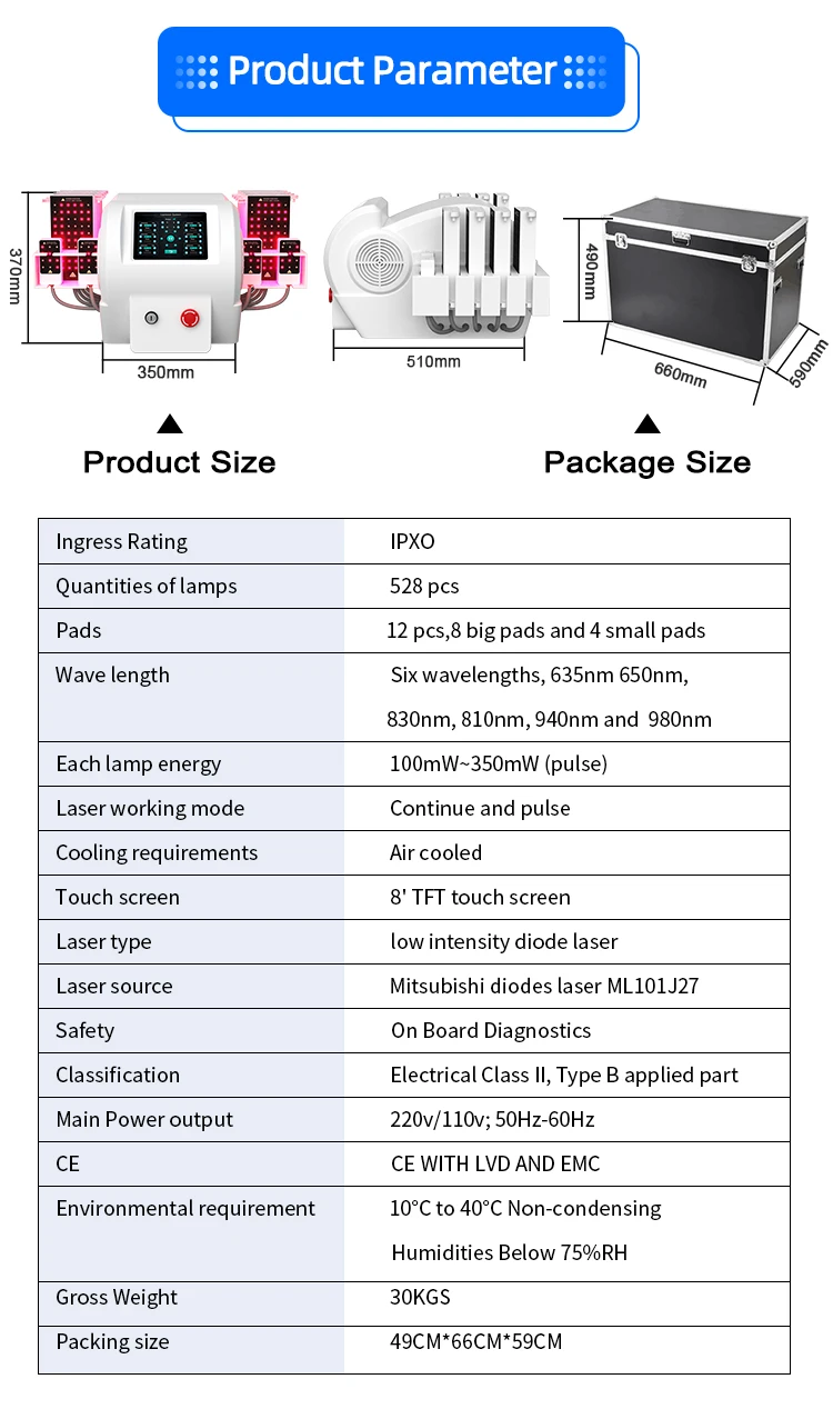 Full body Slimming 6d Laser red light therapy body sculpting Machine 5d 6d Laser Pads wrap 650nm 940nm