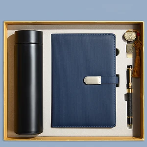 Custom Genuine Leather A5 Journal Hardcover Thread-Sewing Diary Notebook Corporate Gift Set