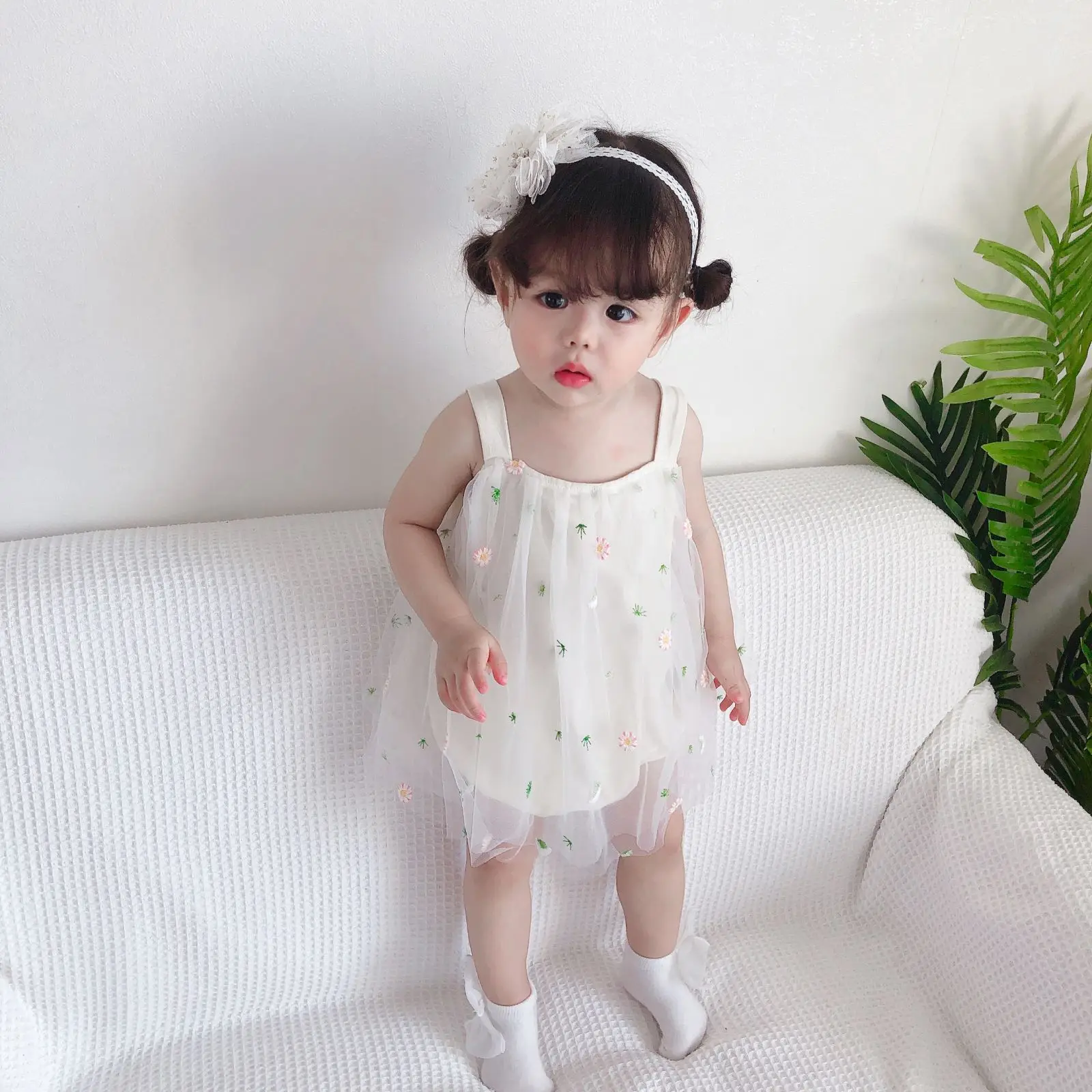 Fashion Newborn Baby Girl Dress Daisy Floral Embroidery Sleeveless ...