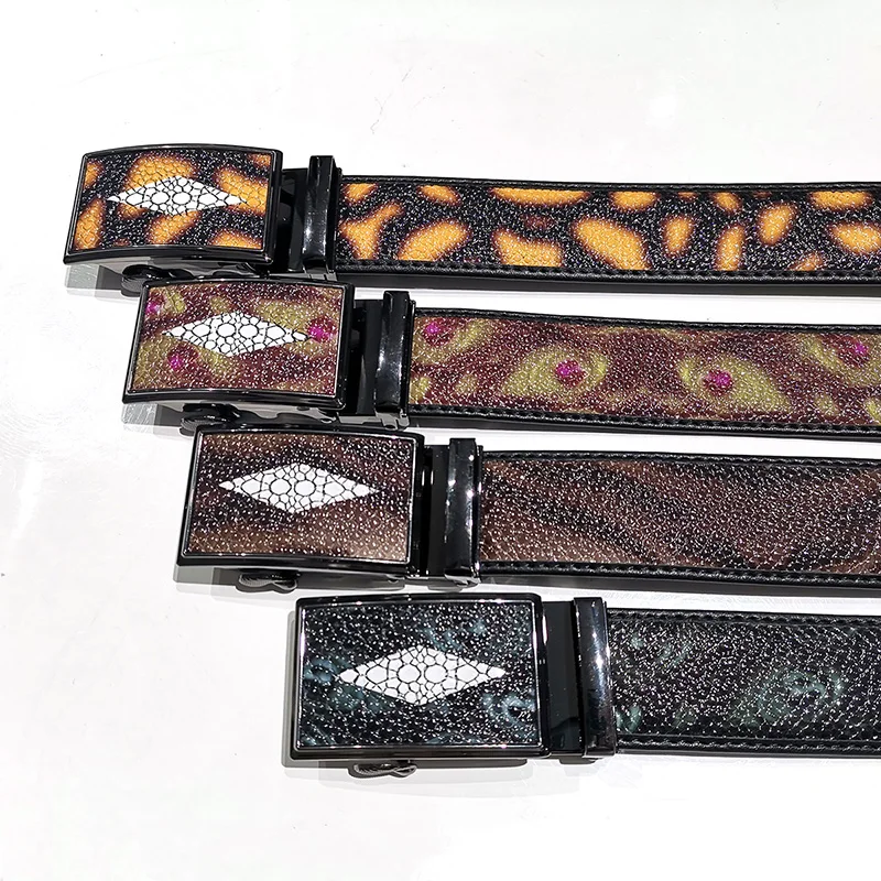 Luxury Stingray Skin Pattern Oversize Cow Leather Belt Automatic Buckle  Stingray Men Belt - Buy Designer Belts Famous Brands For Men,Leather Belts  For