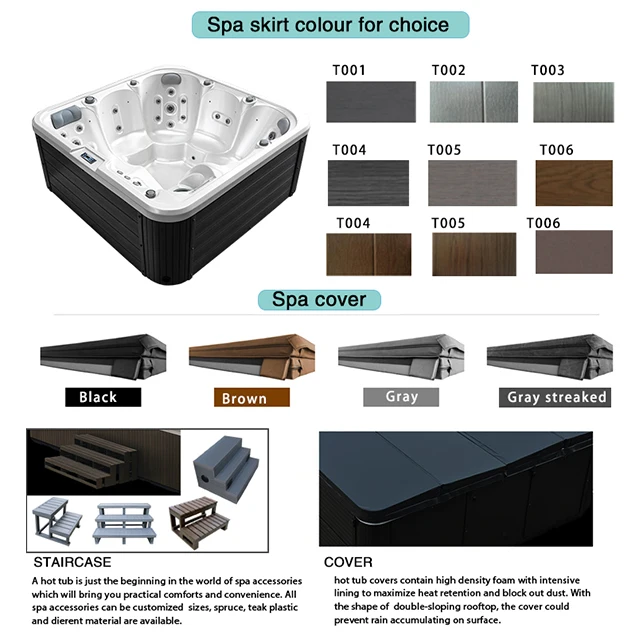 Europe Design Modern Hot Tub with 33 Nozzles Air and Water Massage Jets for 5-6 People