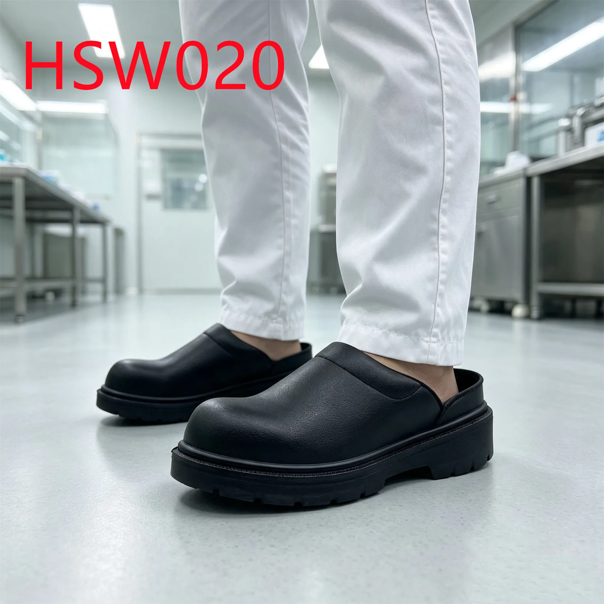 HY,Sanitary Area Anti-bacteria Slip-on Black Hua Singh Safety slippers Hospital Ward Long Time Stand Tiredproof Work ClogsHSW020