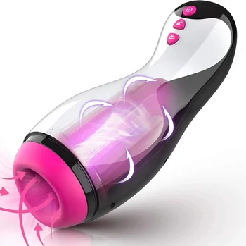 Automatic Heating Oral Masturbation Vibrator Bowling Shape Male Masturbators Cup Sucking Sex Toys for Adult Men Pleasure