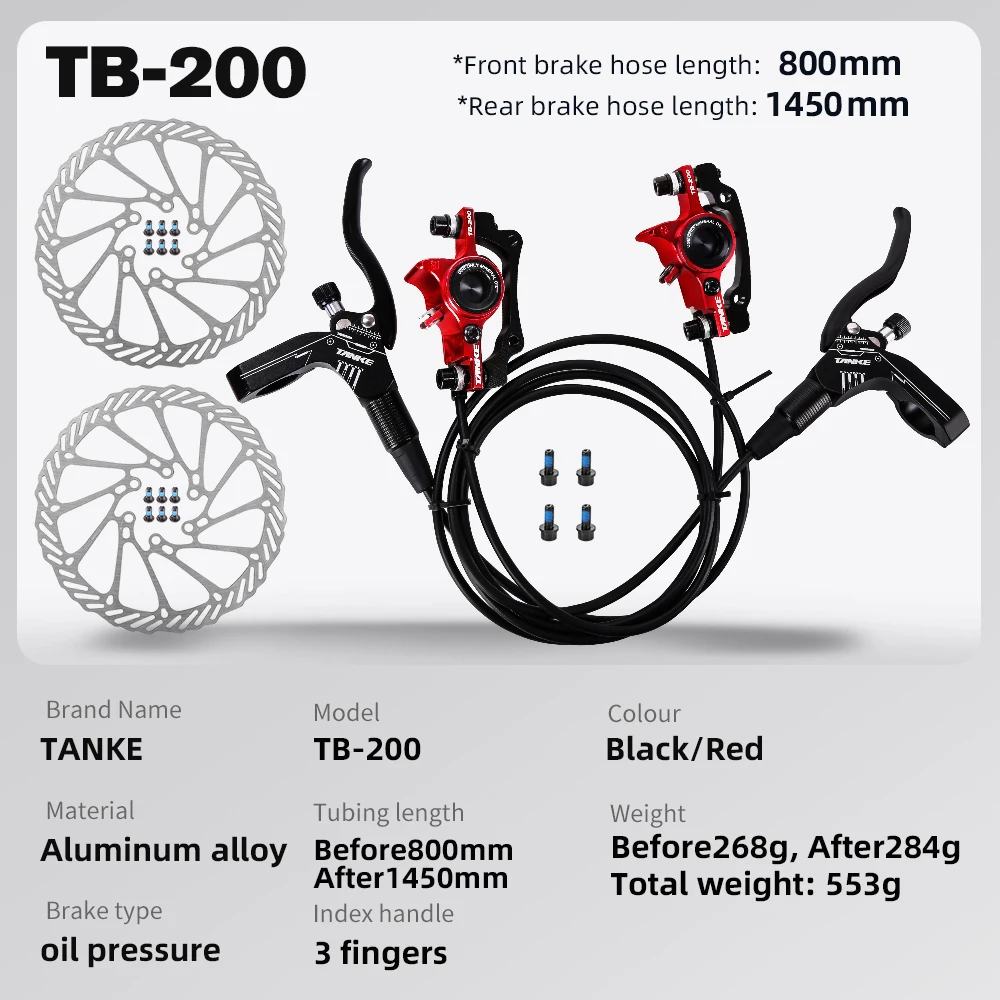 Conjunto de Freios a Disco Hidráulicos TANKE para Bicicletas MTB 160mm