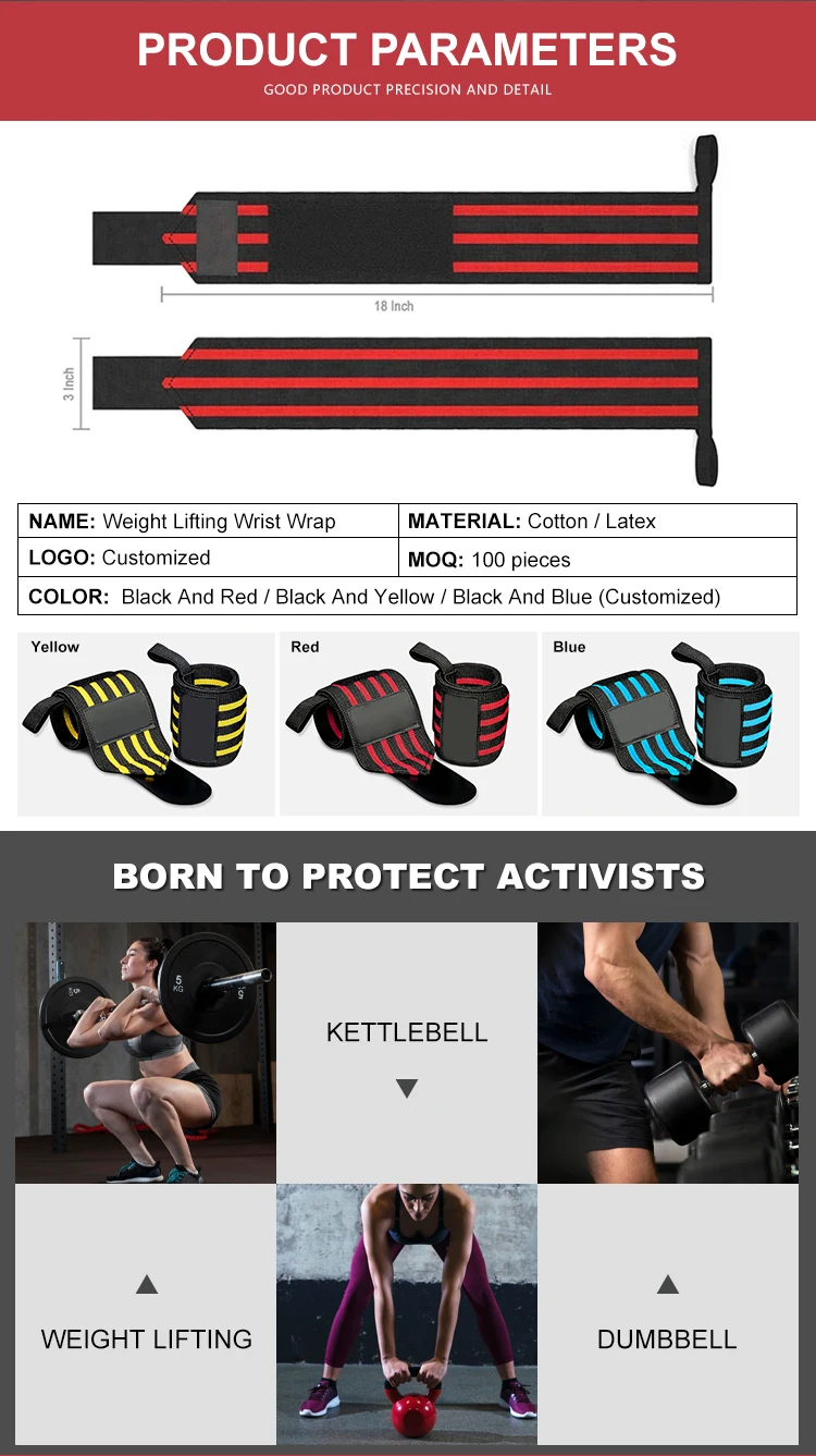 Hot Sale Powerlifting Wrists Fitness Safty Wrist Wraps Weight Lifting