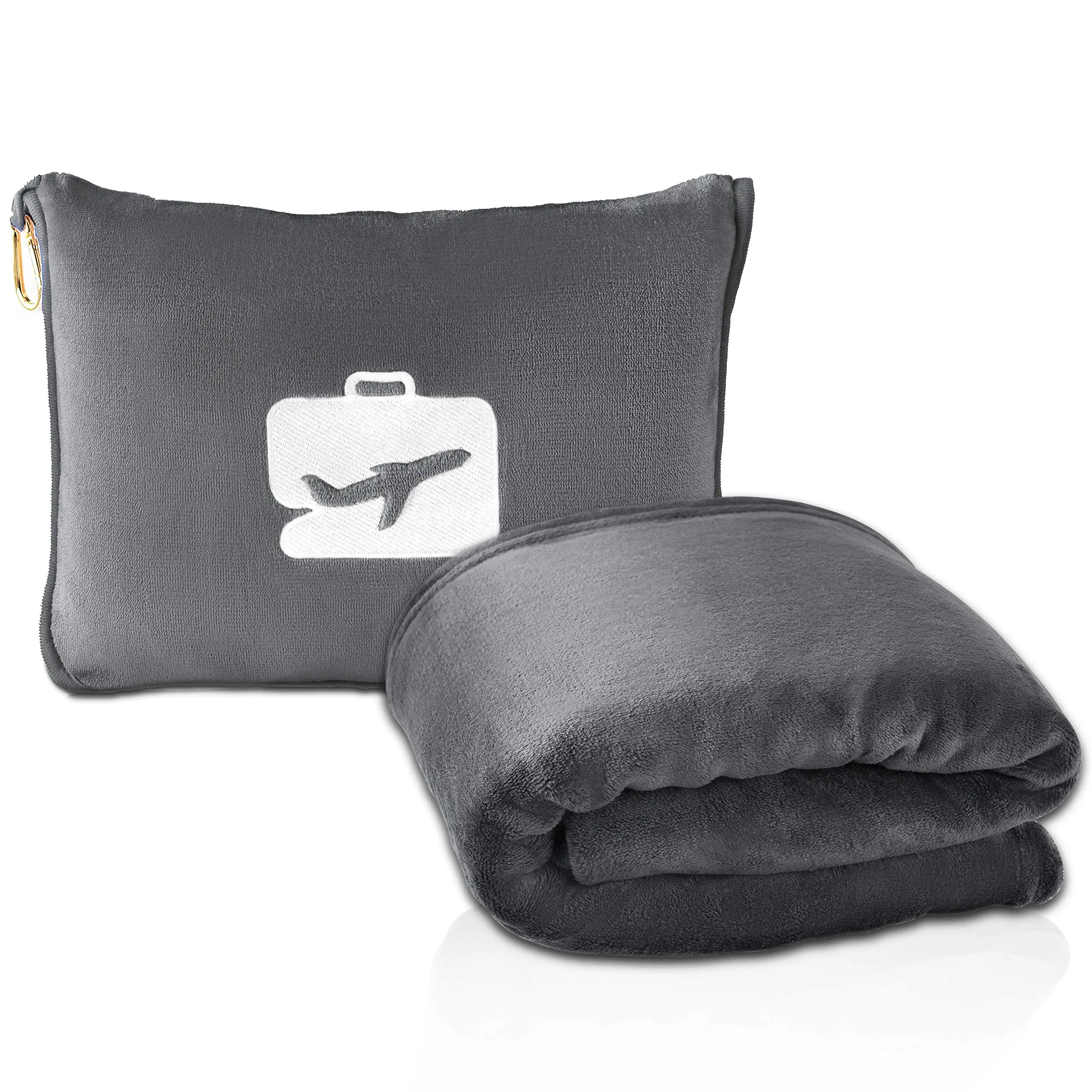 Travel Blanket And Pillow Premium Soft 2 In 1 Airplane Blanket With