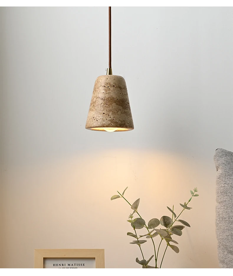 Wabi Sabi Travertin Pendel leuchte LED-Leuchten Ovale Hängelampe für Esszimmer B