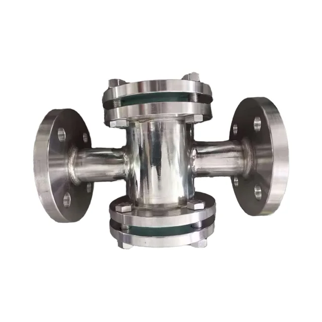 Min. Order 1 Piece 304 Food-Grade Sanitary Stainless Steel Sight Glass JIS10K Cross Flanged Pipe Fittings
