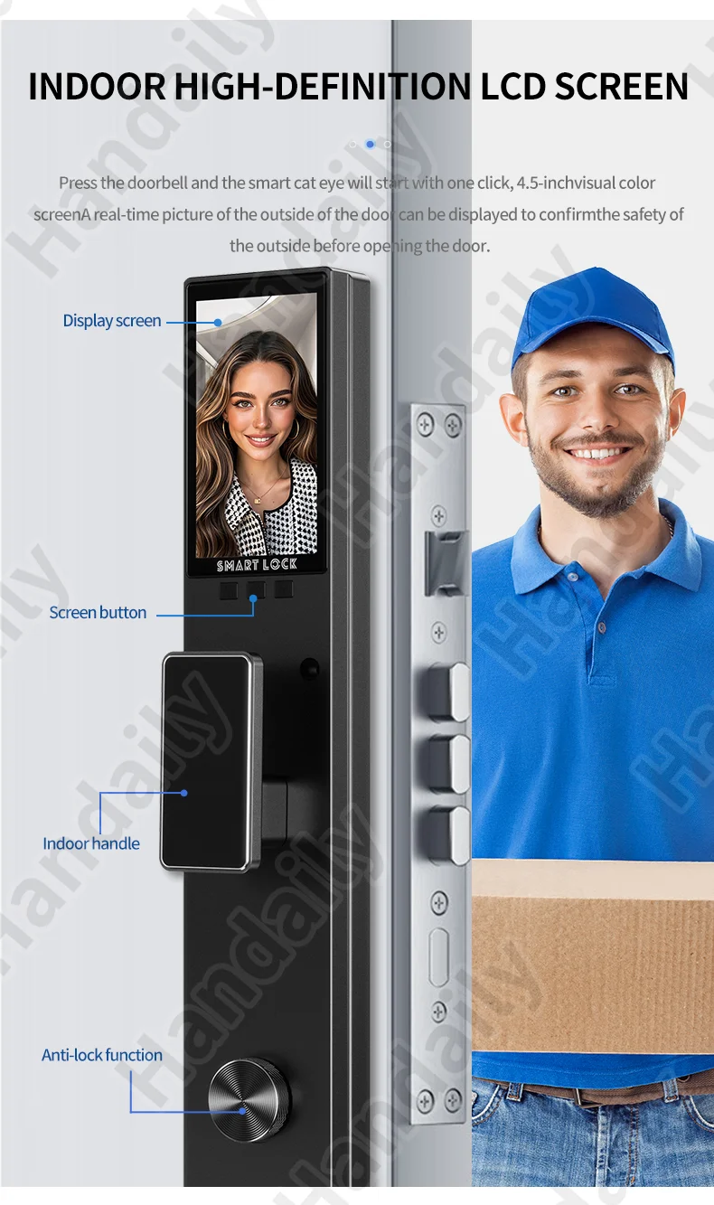 handaily palm face recognition door lock for home fingerprint tuya app remote control video intercom smart lock multi language c11-12