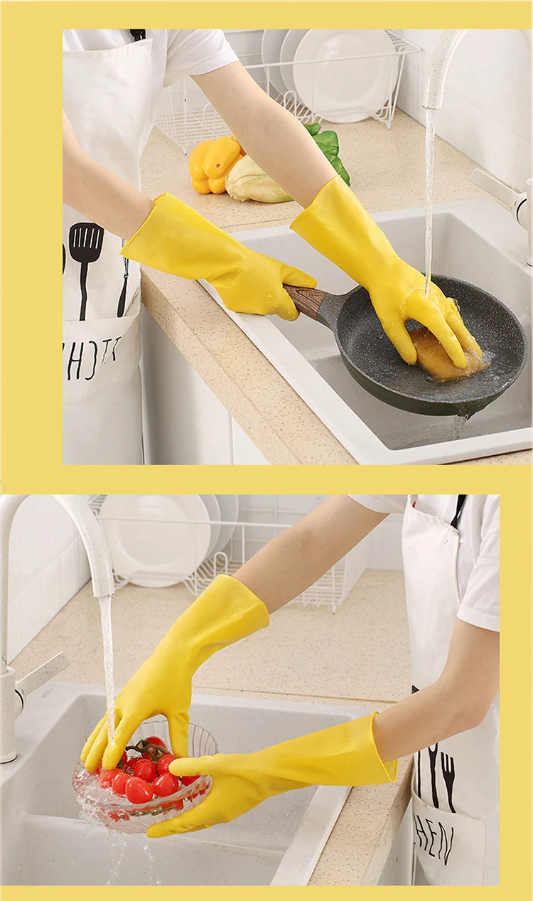 Durable Reusable Waterproof Cleaning Latex Rubber Household Gloves Kitchen Latex Dishwashing 1717