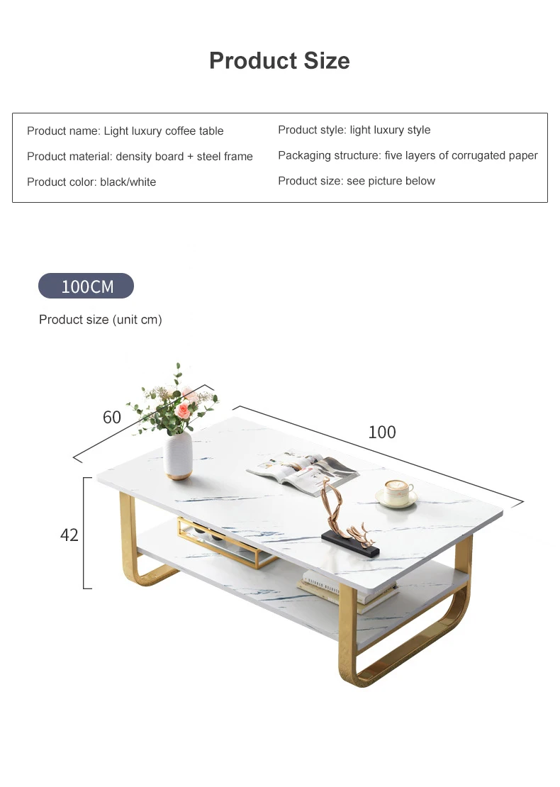 Modern Luxury Design Marble Top Metal Frame Coffee Table Side Tables