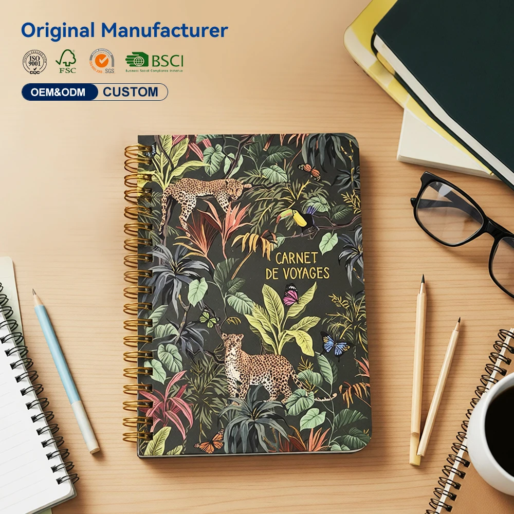 Wire Coil Bindingl Custom Gold Ring Diary Journal Notepad Planner Spiral Note Book Notebooks for Gifts