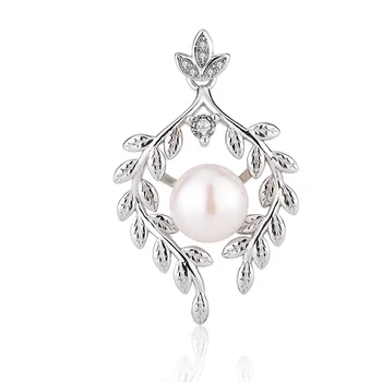 Custom logo moissanite zircon diamond single freshwater pearl sterling silver women pendant