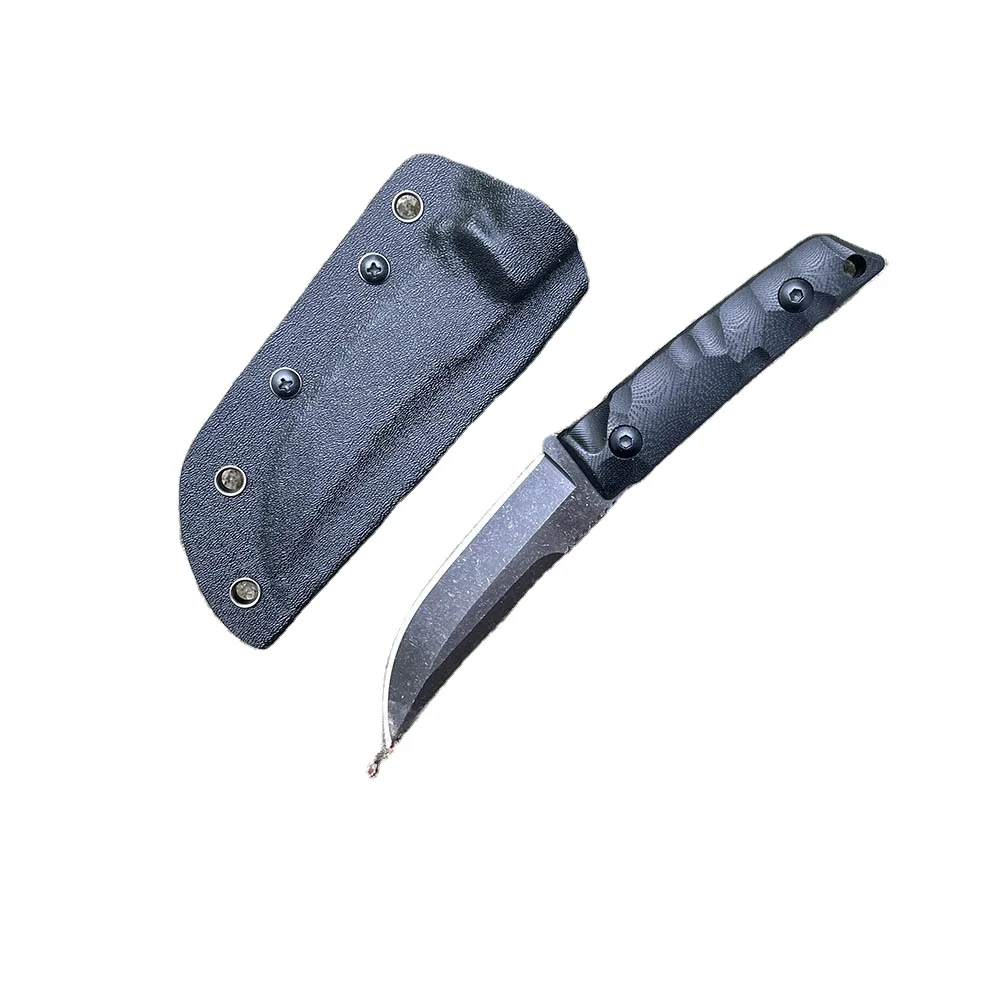 Trailing Point Blade 420C Fixed Blade Survival Knives G10 Handle with Kydex Sheath Straight TAC Tactical Camping Outdoor Knife