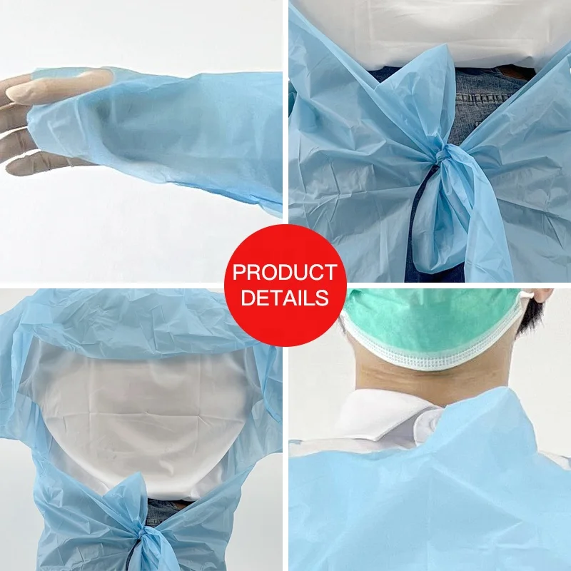 Fast Delivery Disposable 40g CPE Medical Gown with Long Sleeves FDA 510K Approved Reusable Dental Hospital Apron for Doctors