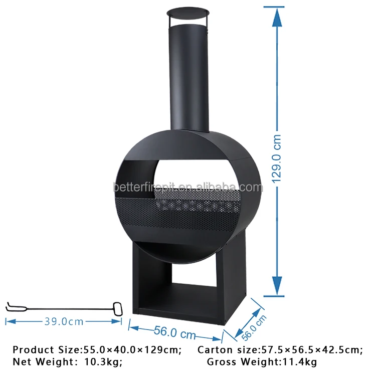 Modern Outdoor Wood Burning Fireplace Modular Steel Chimney Fire Pit