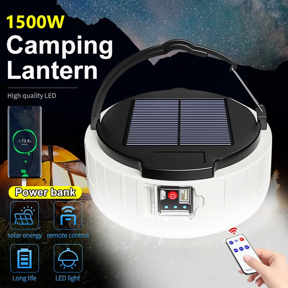 LED Solar Camping Lantern Portable Waterproof Solar USB Rechargeable Remote Control Indoor Outdoor Emergency Light Camping Light factory