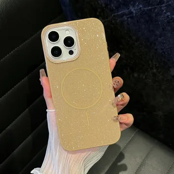 2025 New Arrival Shockproof TPU Phone Case Star Diamond Sparkle Powder Magnetic Phone Cover for iPhone 12 13 14 15 16 Promax