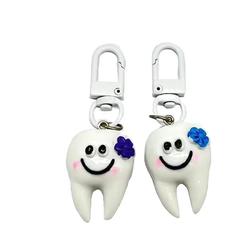 Promotional 3d Simulation Cute Cartoon Teeth Shape Keychain Resin False ...