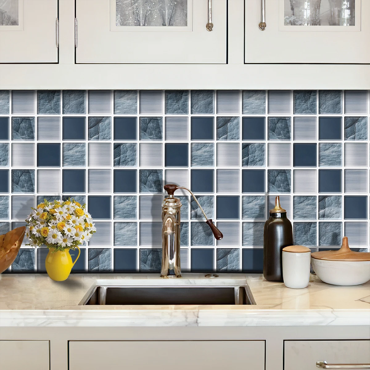 Modern Design Geometric Wall Stickers Waterproof Fireproof Peel Stick Panel Mosaic Tiles Kitchen Backsplash Factory Outlet