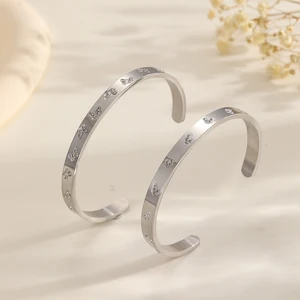 Hot Selling 18K Gold Plated Zircon Stainless Steel Trendy Engagement Unisex Bangle