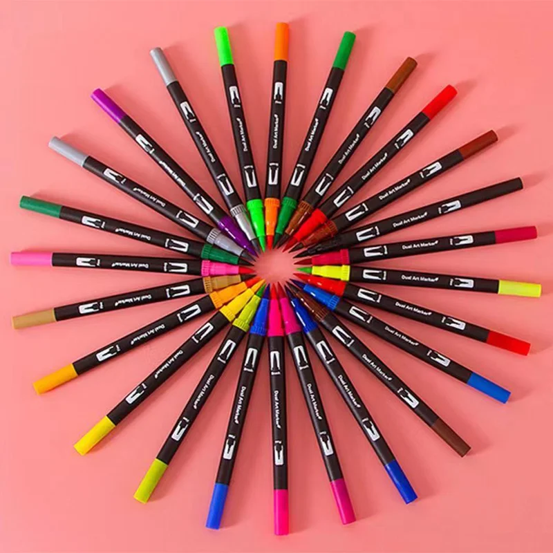 Хит продаж 12/24/36/48 цветов графический эскиз мягкая кисть наконечник цветные маркеры Двухточечные