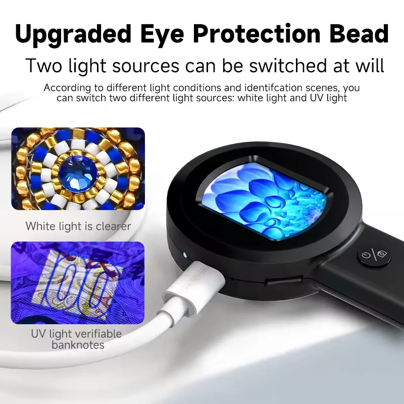 High Quality 100x HM020 Digital Magnifying Glass with 8 LED Light and 2 Inch Screen Microscope Type