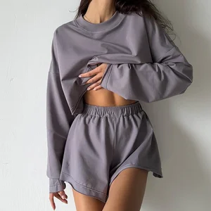 Custom High Quality Printed Solid Two Piece Breathable Eco-Friendly Summer Camisole Top Sport Bra Short Sets