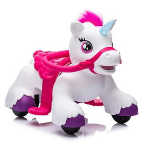 Princess Electric Kids Ride on Toy Car with 4-Wheel PP Plastic Scenario Sound Effects Battery-Powered Horse-for Girls