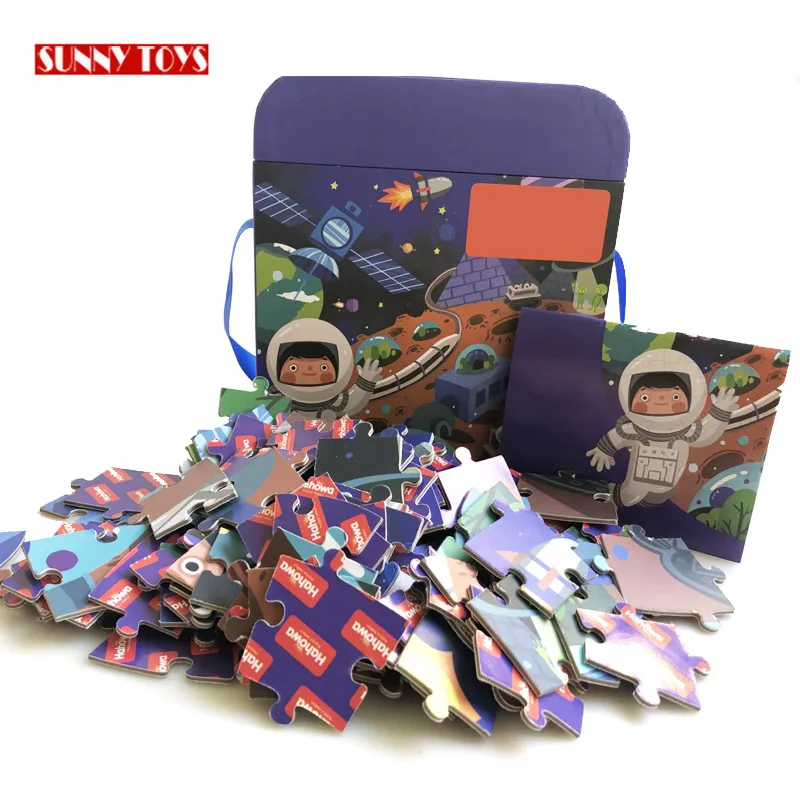 пользовательские мини бумажный пазл игрушка ремни рюкзак ящик пространства круглый головоломки для детей ясельного