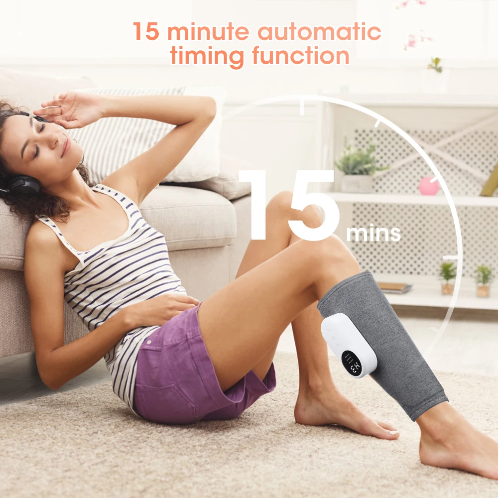 Cordless Rechargeable Circulation and Relaxation Electric Heating Foot Calf Massager Air Compression Leg Massager