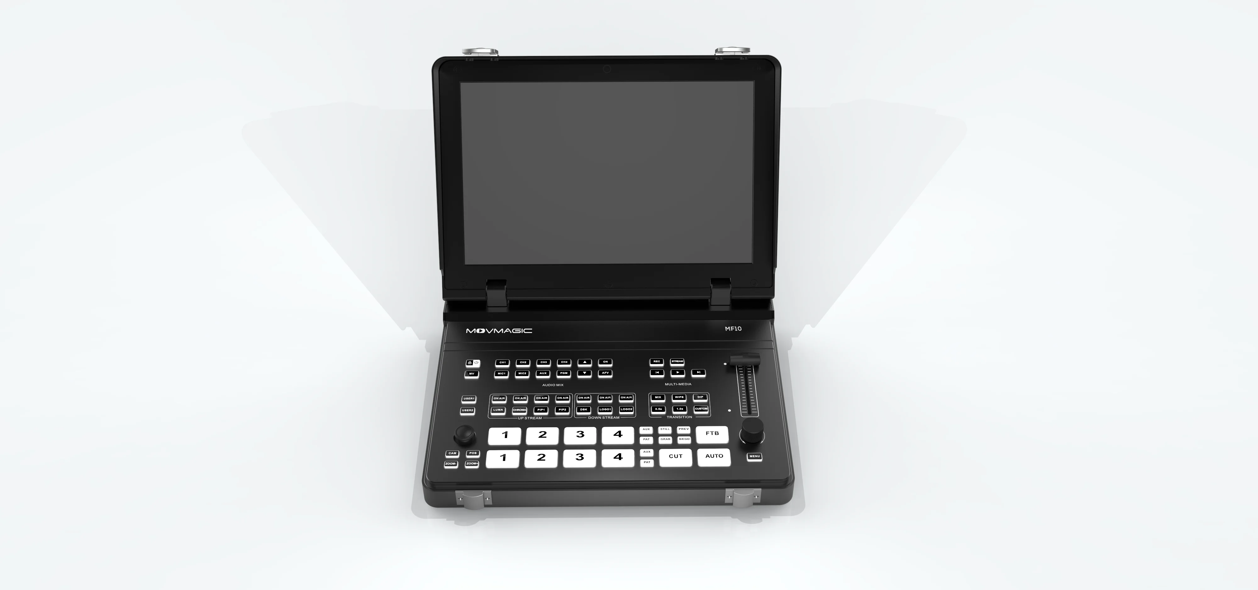 Movmagic 5 Channel SDI NDI HD MI Video Switcher 10.1 Inch Screen Foldable Metal case Video Mixer With 8 Layer Ability