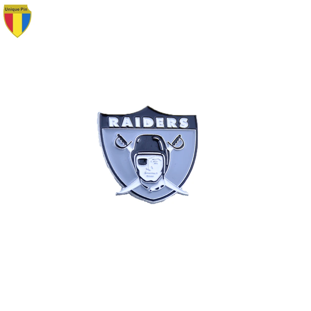 Popular Design Raiders Custom Logo Soft Enamel for Lapel Pin Plated Metal Technique