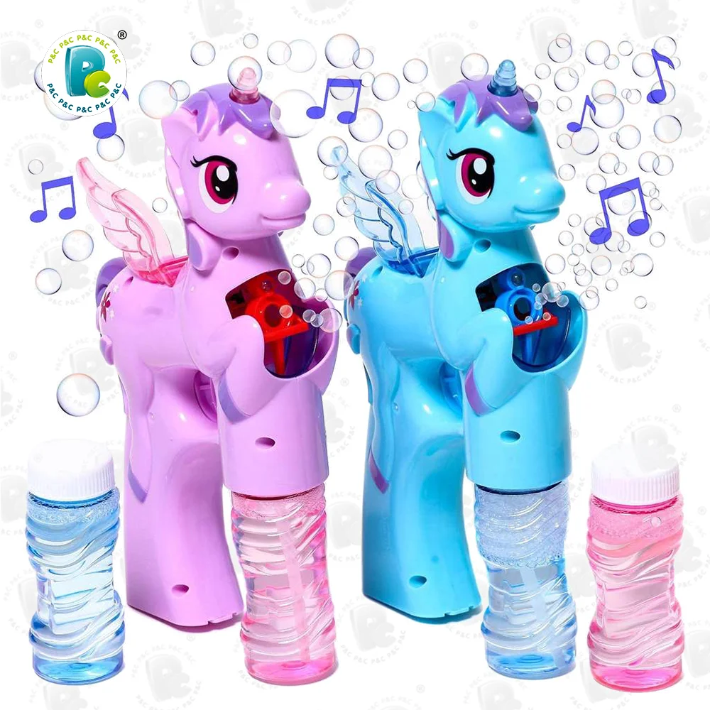Unicorn Bubble Gun With Light And Sound Includes 1 Bubble Gun & 2