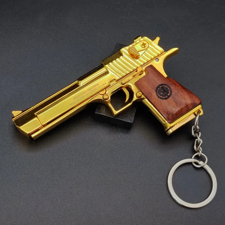 Mini Gun Keychain Self Defense Stun Gun Desert Eagle Toys Pistol Gold Gun Keychain Metal