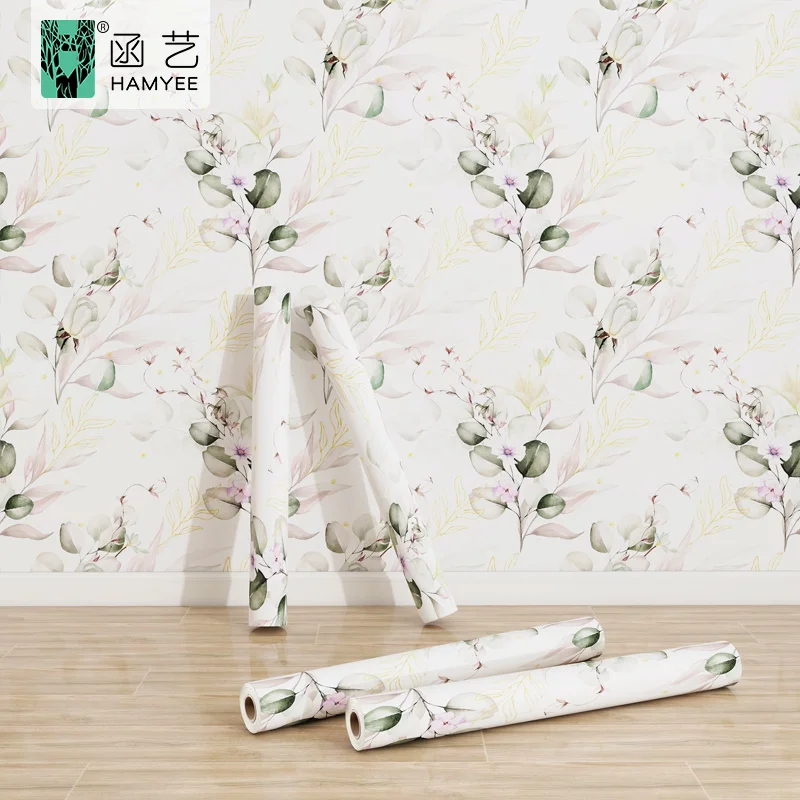 Custom design self-adhesive wallpaper 0.44cm thick floral peel and stick wall paper for bedroom