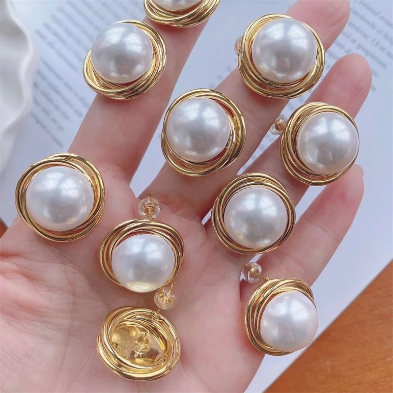 Minimalist Twisted Rope Twisted Surround Pearl Earring Fashion Drop Earrings Classic Hot Selling Jewelry for Women
