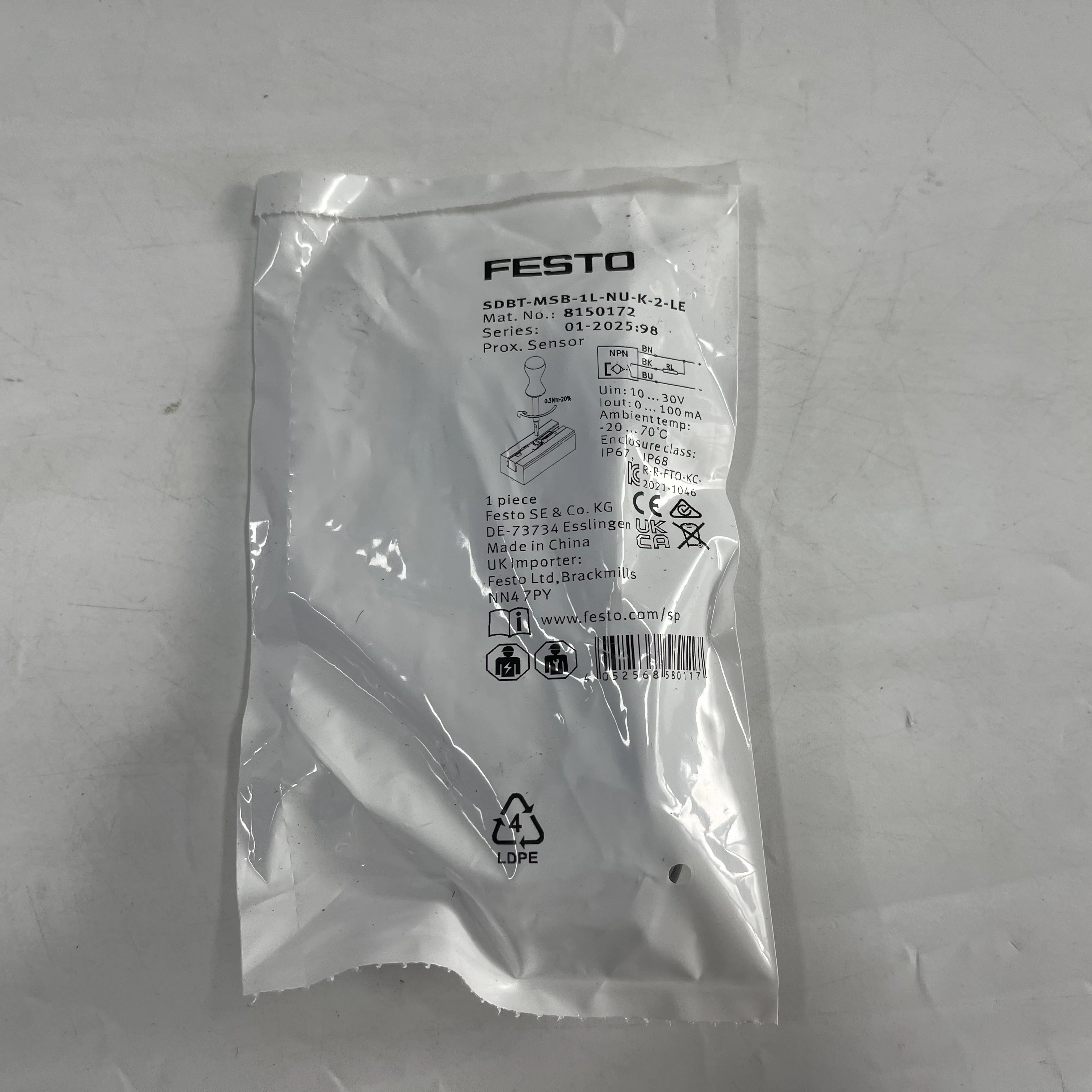 FESTO Proximity Sensor SDBT-MSB-1L-NU-K-2-LE FESTO Proximity Sensor SDBT-MSB-1L-NU-K-2-LE