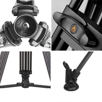 E-IMAGE EG06C2 Carbon Fiber Tripod System With Fluid Head for Camcorder Camera Stand detail image
