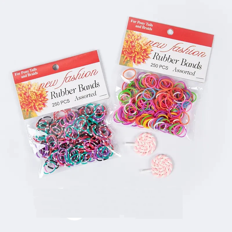 300pcs Rubber Bands Small One Size 1/2' Black Colorful Elastic Rubber