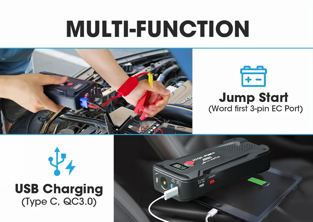  Jump Starter Car 8000mah Battery Power Bank With Bag Jumpstarter Auto Buster Car Emergency Booster