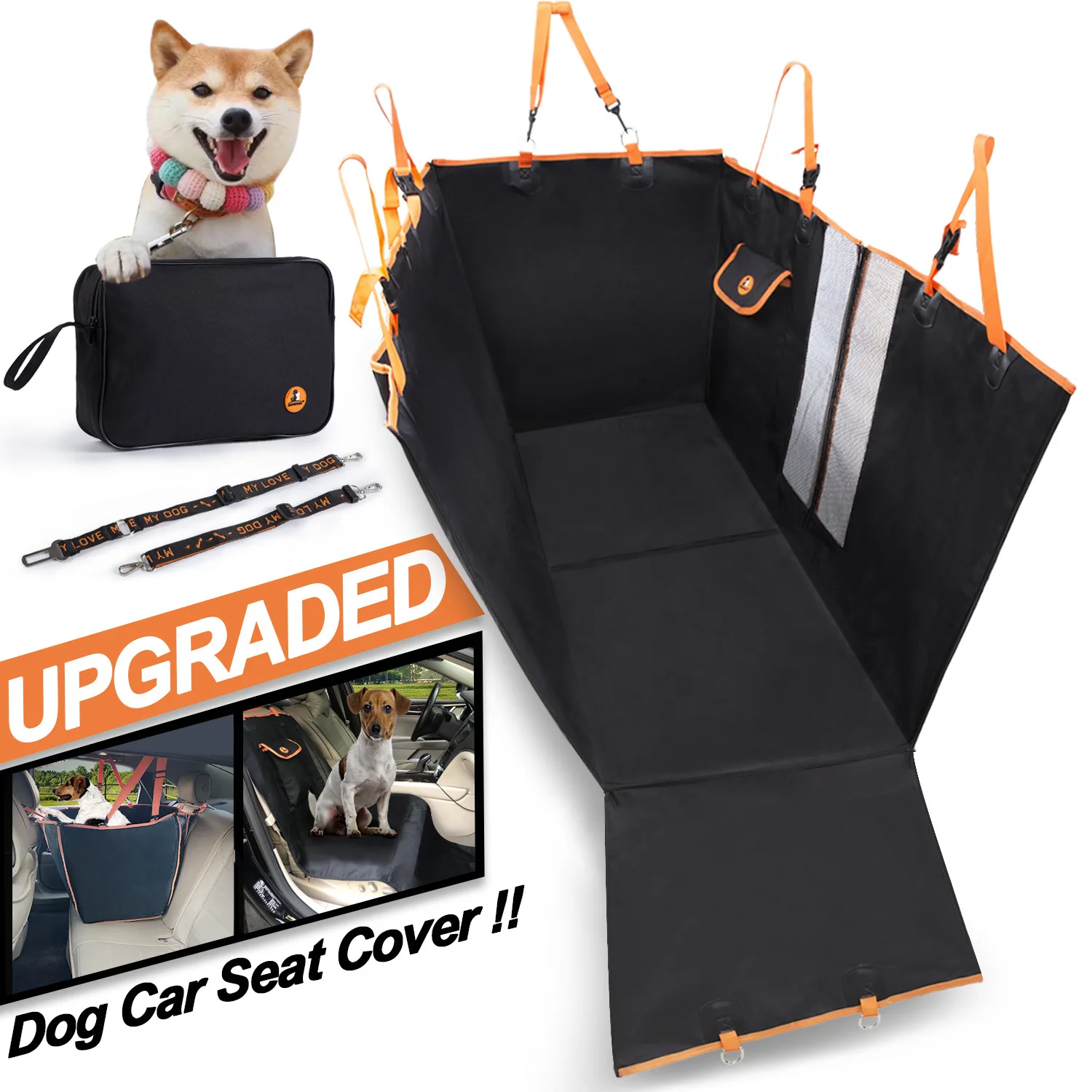 Gray Camo Dog Hammock for Car Truck SUV Waterproof Dog Seat