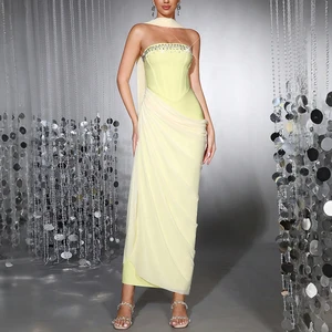 ZYHT 70043 High Quality Dresses Lady Elegant Rhinestone Bling Sexy Cocktail Formal Evening Curvy Party Dresses for Mature Women