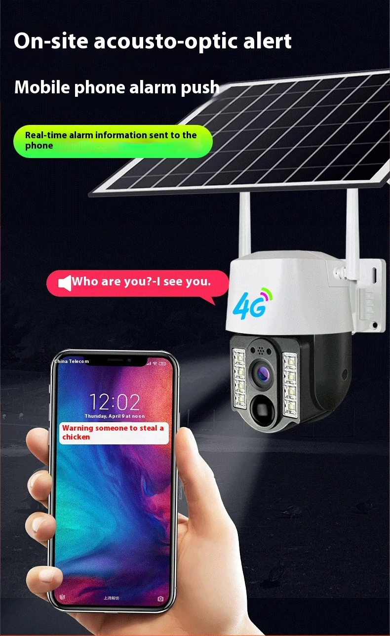 WiFi 4G 1080P IP HD Outdoor Security Camera Set Solar Panel Easy Mounted for Farm Field CMOS Sensor Cloud Data Storage Option