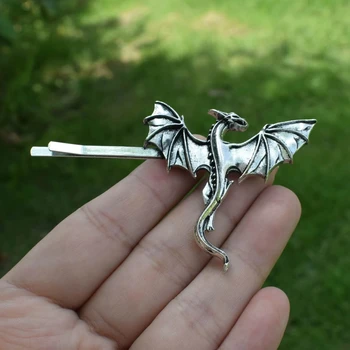 Vintage Viking Celtic Dragon Hair Clip Goth Animal Fantasy  display picture 3